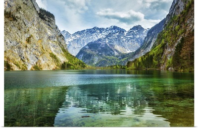 Obersee Mountain Lake In Alps, Bavaria, Germany