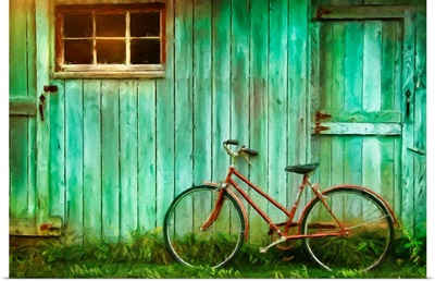 Old Bicycle Against a Barn