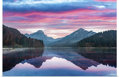 Peaceful Autumn View On Obersee Lake In Swiss Alps