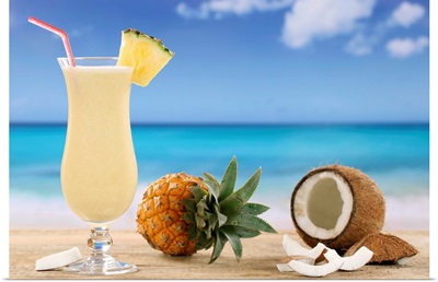 Pina Colada Cocktail On The Beach