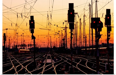 Railroad Tracks at Sunset