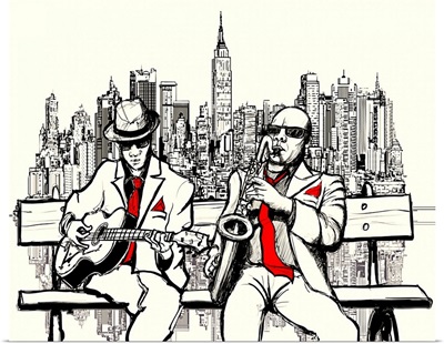 Two Jazz Musicians Playing In New York