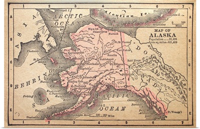 Vintage Map Of Alaska Territory