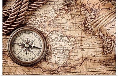 Vintage Map With Compass