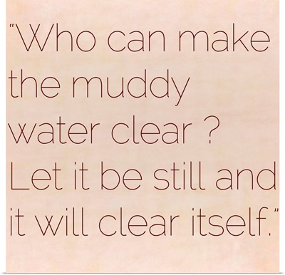Who Can Make The Muddy Water Clear? - Inspirational Quote by Lao Tzu