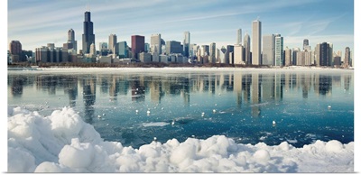 Winter panorama of frozen Chicago.