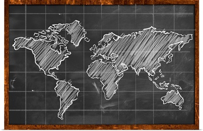 World Map Chalk Drawing