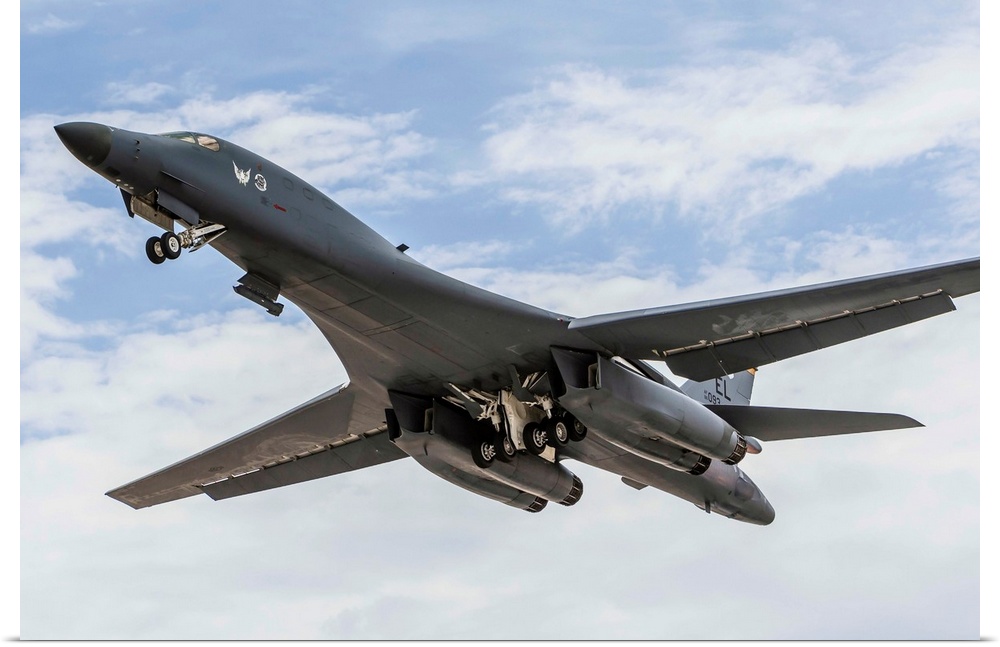 A B-1B Lancer of the U.S. Air Force taking off.