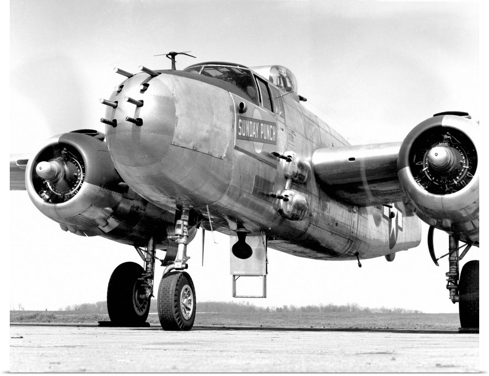 A B-25 Mitchell bomber, nicknamed the Sunday Punch, parked at the McGhee Tyson Airport, Tennessee.