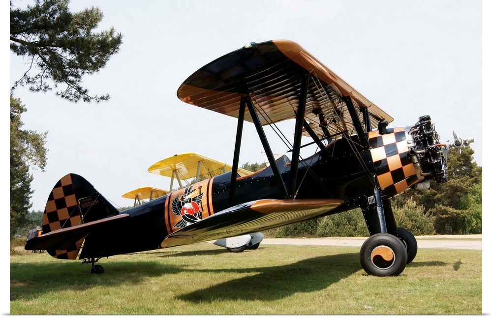 A Boeing Stearman N2S-3 model biplane, known as the Old Crow, Zoersel, Belgium.