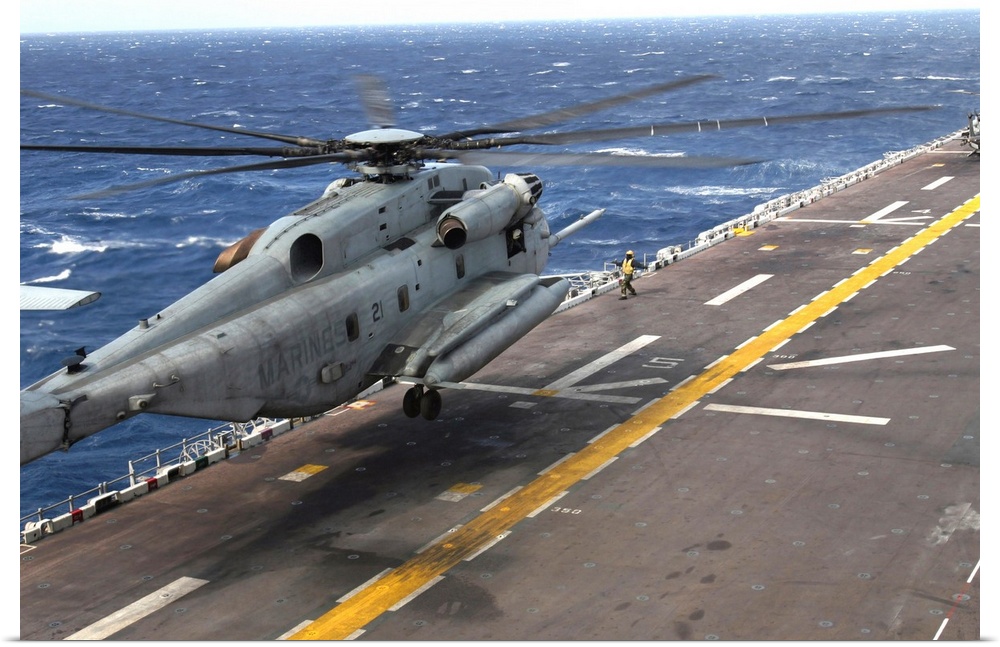 A CH-53 Super Stallion helicopter aboard USS Bataan.