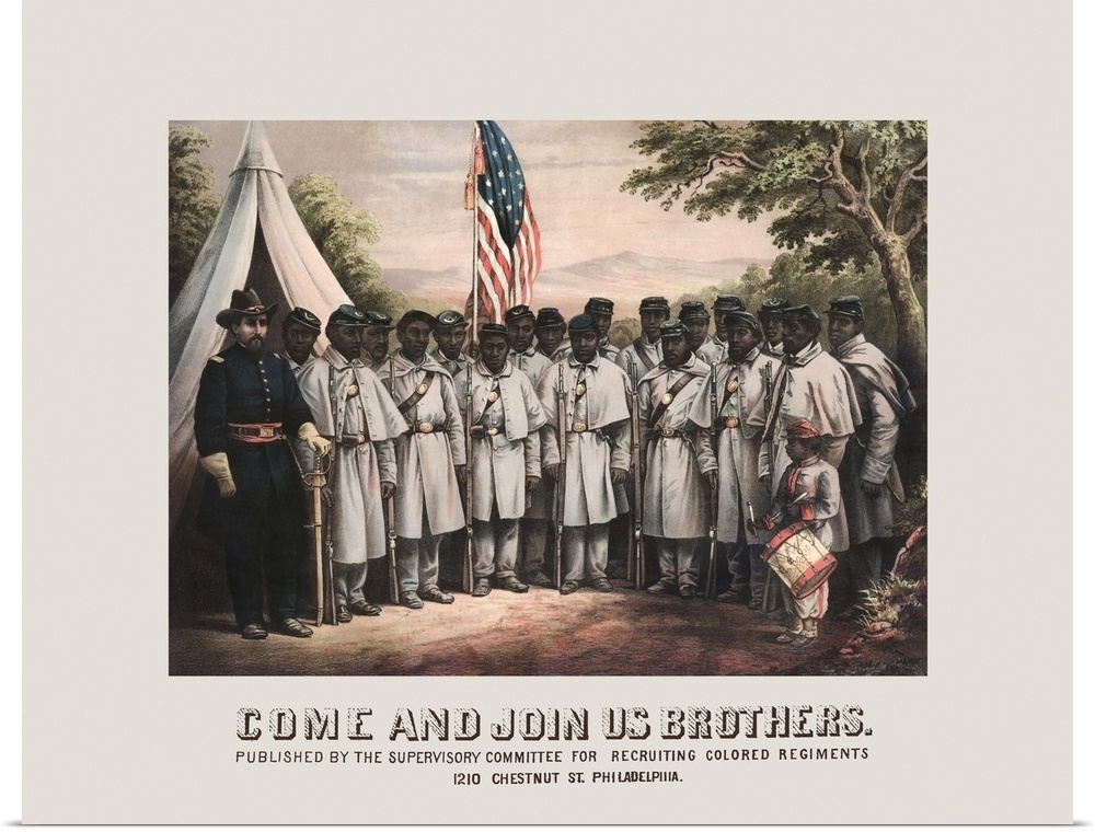 A Civil War era regiment of colored troops. This poster was used as recruiting tool to enlist African American troops by t...