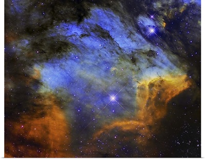 A colorful Pelican Nebula in the constellation Cygnus