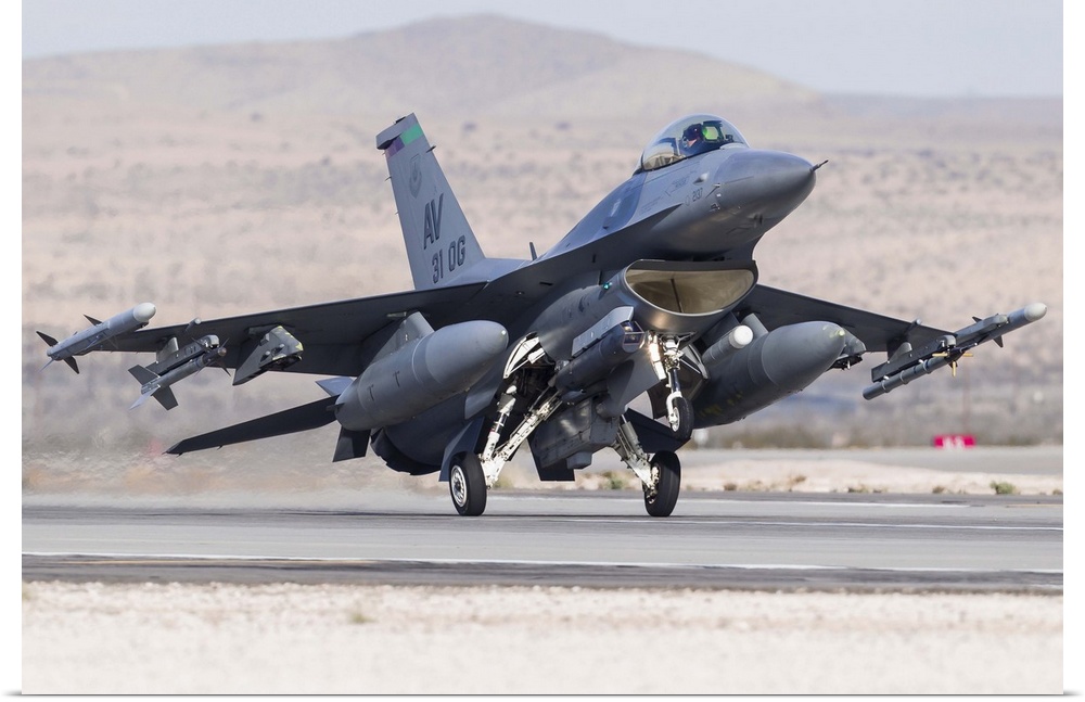 A F-15E Strike Eagle of the U.S. Air Force uses aero braking after landing at Nellis Air Force Base, Nevada.