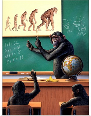 A humorous view of the reverse evolution of man
