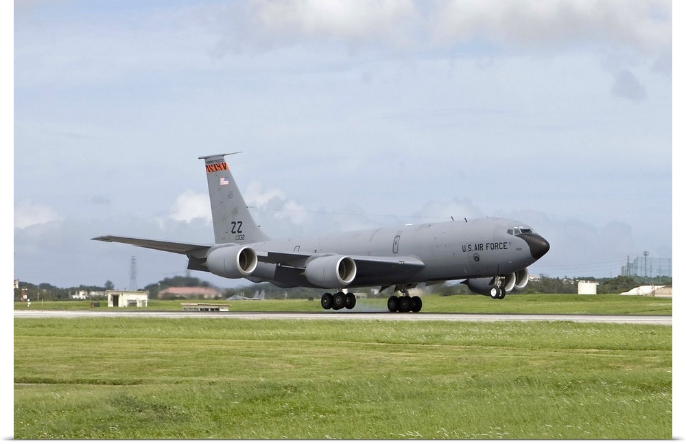 A KC-135 Stratotanker from the 18th Wing at Kadena Air Base, Okinawa, Japan, touches down on the runway after a training m...