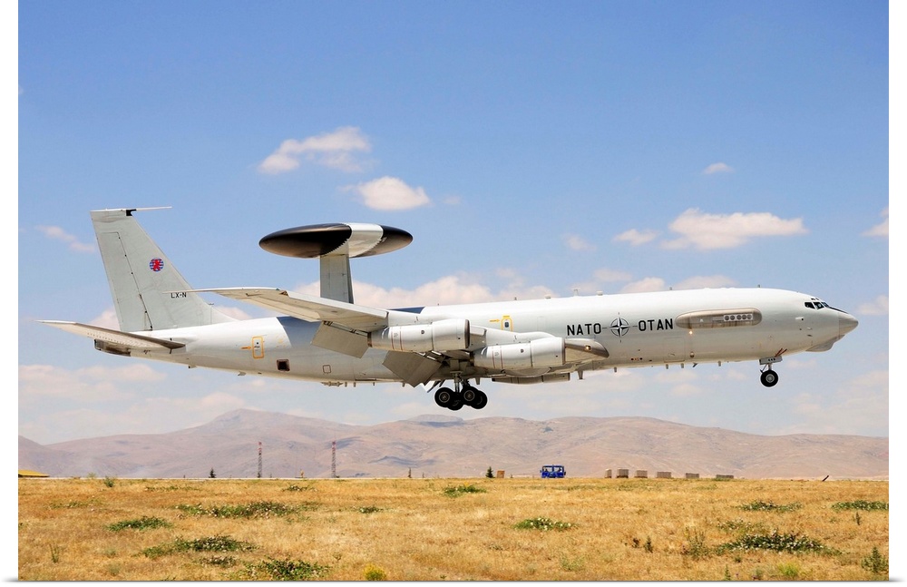 A NATO AWACS E-3A Sentry landing in Konya, Turkey.