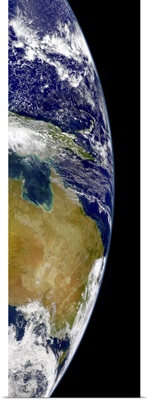 A partial view of Earth showing Australia and the Great Barrier Reef