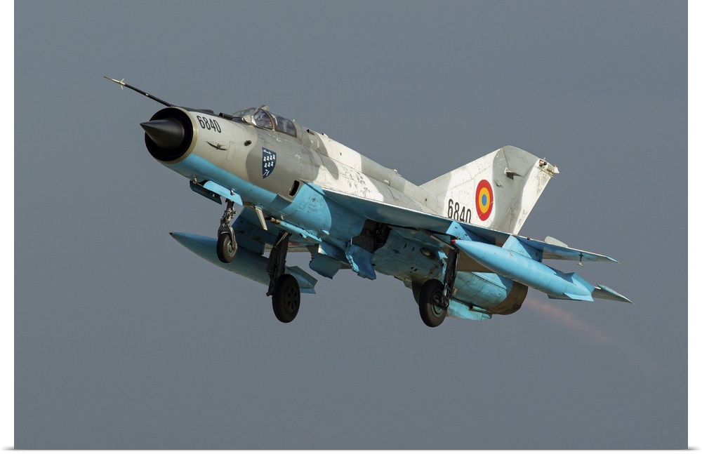 A Romanian Air Force MiG-21 LanceR takes off from its homebase Campia Turzii, Romania.