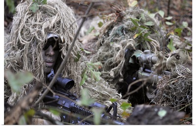 A sniper team spotter and shooter