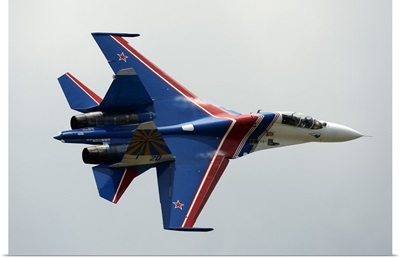 A Sukhoi Su-27 Flanker of the Russian Knights aerobatic team