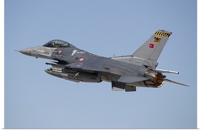 A Turkish Air Force F-16 Fighting Falcon Taking Off In Full Afterburner