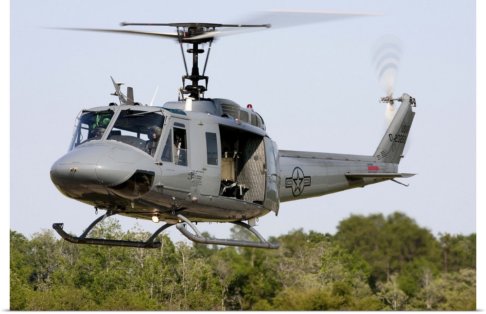 A U.S. Air Force TH-1H Huey II of the 23rd Fighter Training Squadron during a training sortie near Fort Rucker, Alabama. T...