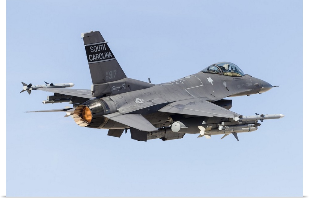 A U.S. Air Force F-16C Fighting Falcon taking off.