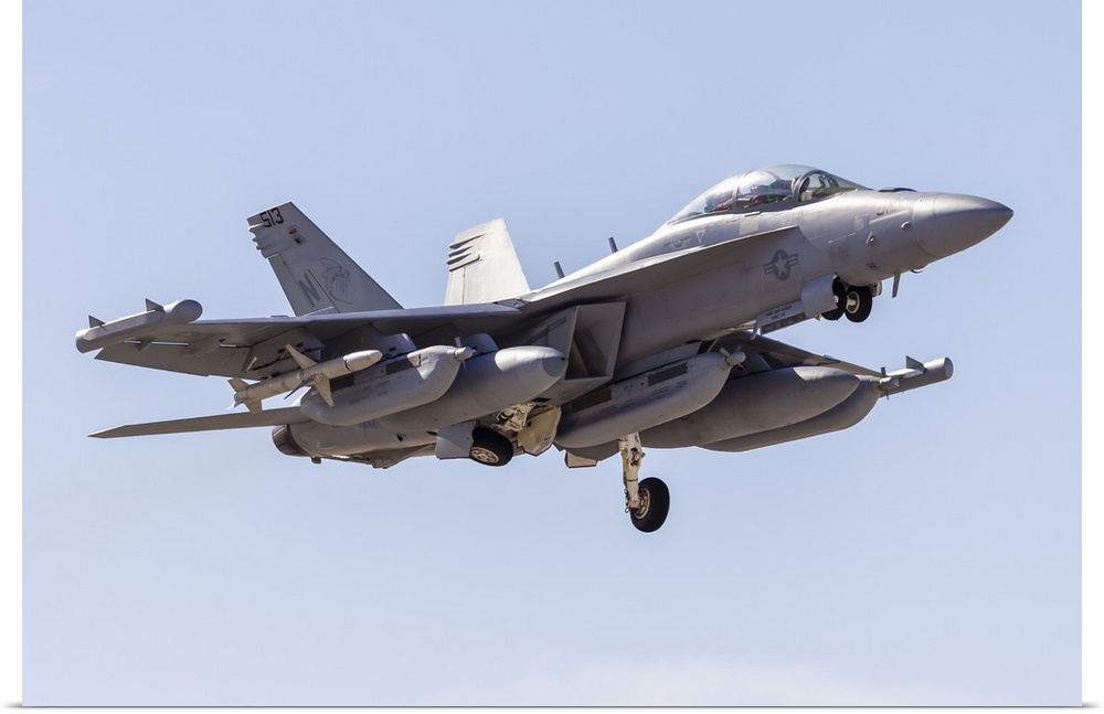 A U.S. Navy E/A-18G Growler taking off from Nellis Air Force Base, Nevada.