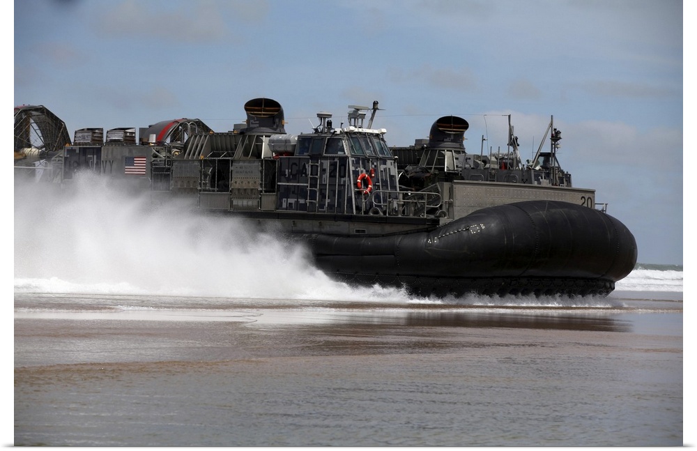 April 9, 2012 - A U.S. Navy landing craft air cushion glides onto a Moroccan beach during Operation African Lion 2012.