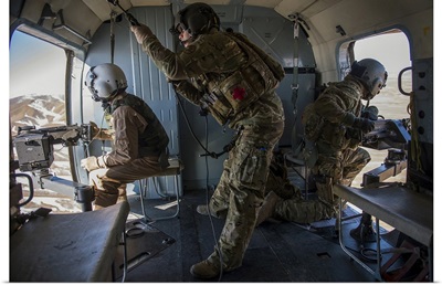 Afghan Air Force Members Inside Of A Mi-17 Helicopter