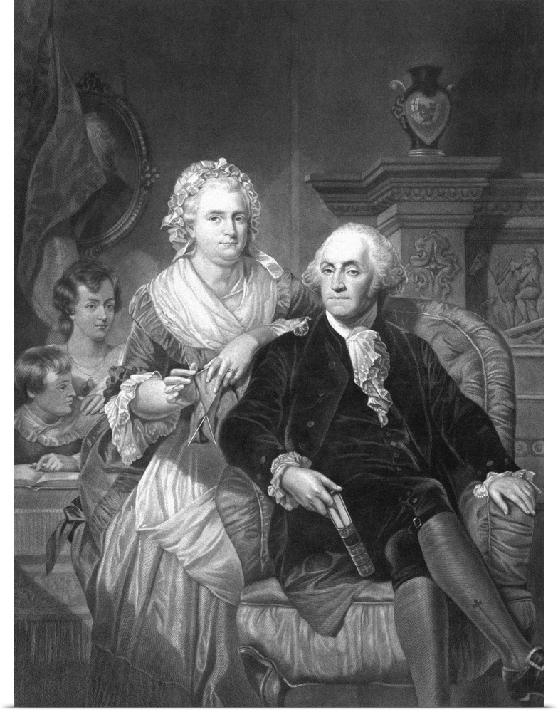 American History print of President George Washington and his family.