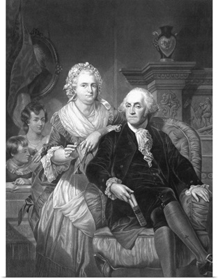 American History print of President George Washington and his family