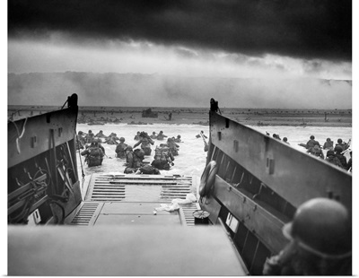 American troops approaching Omaha Beach in World War II