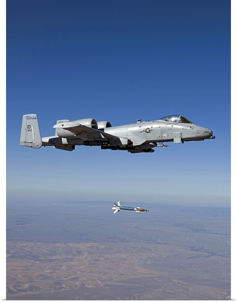 An A-10C Thunderbolt from the 190th Fighter Squadron releases a GBU-12 Laser Guided Bombs during a training mission out of...