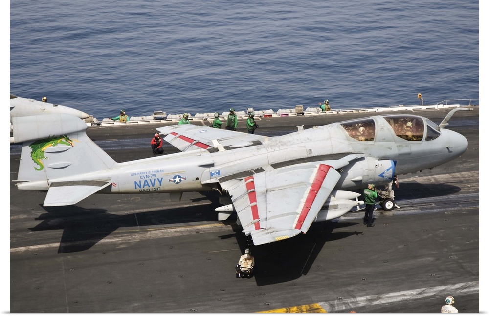 An EA-6B Prowler assigned to VAQ-130 is ready to go from the flight deck of USS Harry S. Truman.
