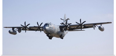 An EC-130J Commando Solo aircraft prepares to land