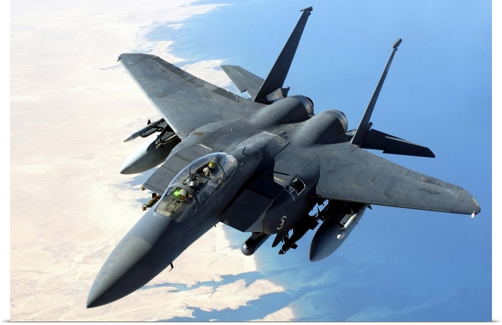 An F-15E Strike Eagle flies over Iraq during a combat mission.