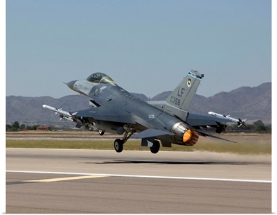 An F-16 Fighting Falcon takes off from Luke Air Force Base, Arizona