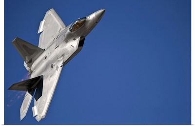 An F 22 Raptor aircraft performs during Aviation Nation 2010