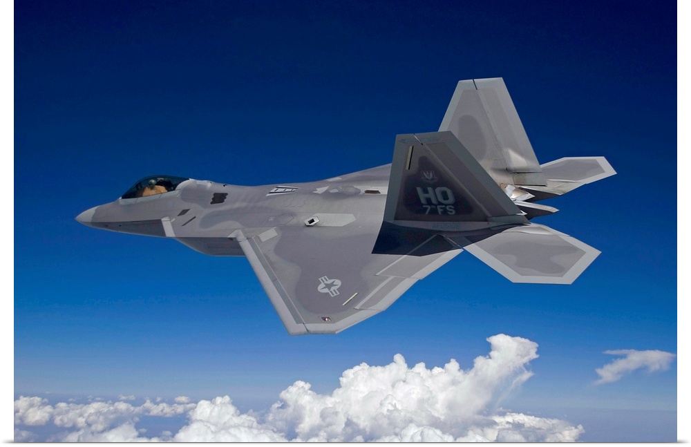An F-22 Raptor flies around Southern New Mexico on a training mission out of Holloman Air Force Base, New Mexico