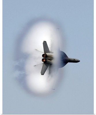 An F/A18F Super Hornet completes a supersonic flyby