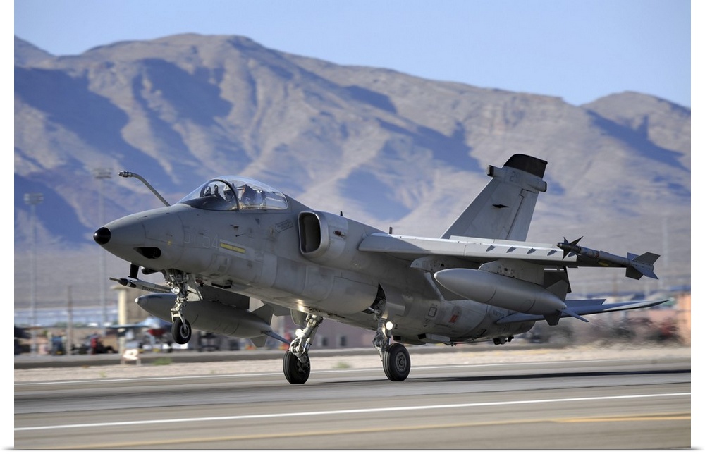 An Italian Air Force AMX fighter landing at Nellis Air Force Base in Nevada.