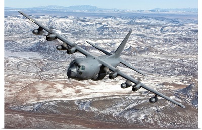 An MC-130 aircraft manuevers during a training mission over New Mexico