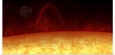 Artists concept of a Hot Jupiter orbiting a star named 51 Pegasi