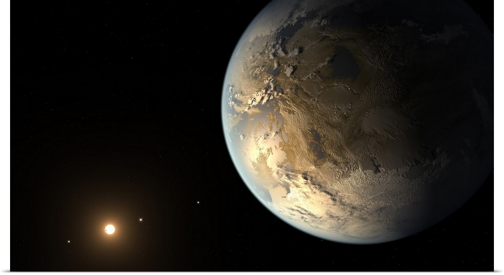 The artist's concept depicts Kepler-186f, the first validated Earth-size planet to orbit a distant star in the habitable z...