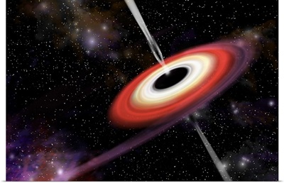 Artist's depiction of a black hole and it's accretion disk in interstellar space