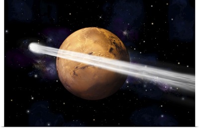 Artist's depiction of the comet C/2013 A1 making a close pass by Mars