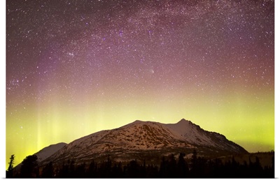 Aurora Borealis, Comet Panstarrs and Milky Way over Yukon, Canada