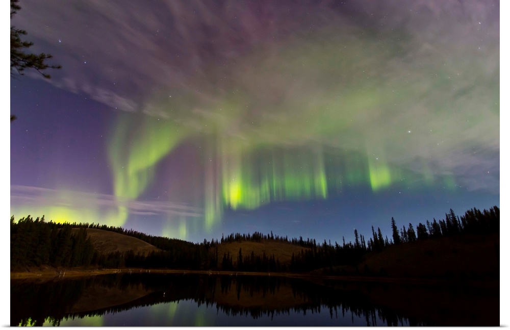 Aurora borealis over Hidden Lake, Yukon, Canada.